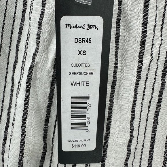 Michael Stars Pants Womens Striped Culottes Seersucker Wide Leg White Black XS - Picture 9 of 13